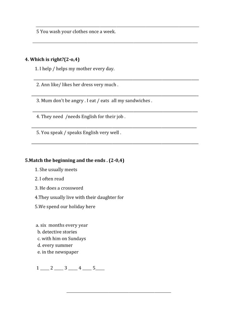 5TH GRADE GRAMMAR WORKSHEET 1