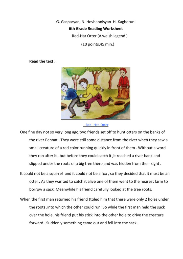 6th Grade Reading Worksheet  6th Grade Reading Worksheet